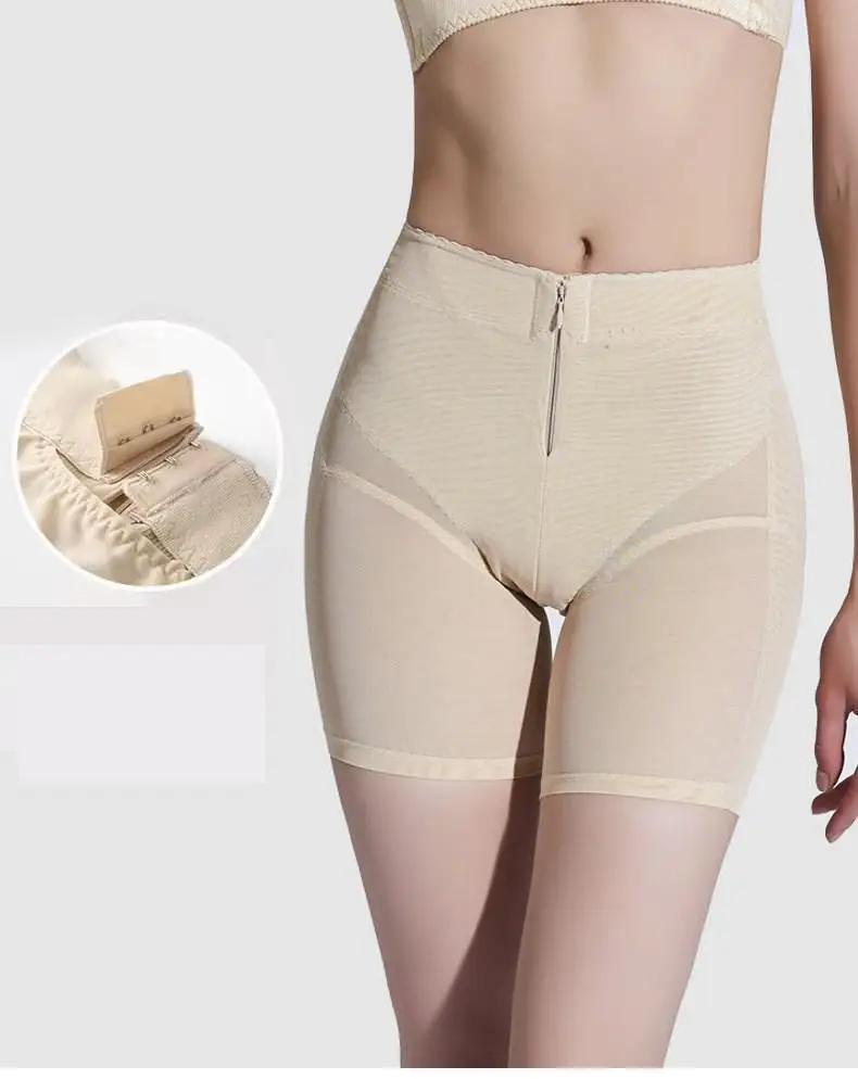 Women's Zipper Single Breasted Abdomen-tightening Shaping Bodyshorts Lady High Waist Butt-lifting Postpartum Underpants