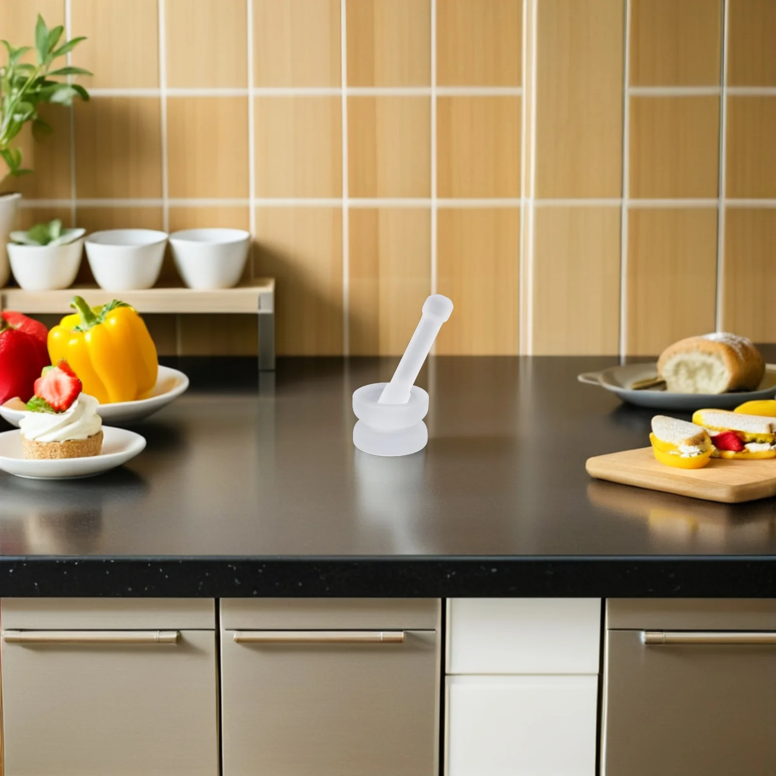 

2Sets Glass Mortar and Pestle Clear Small Grinder Bowl Pharmacy Spice Mixing Garlic Crusher Tool