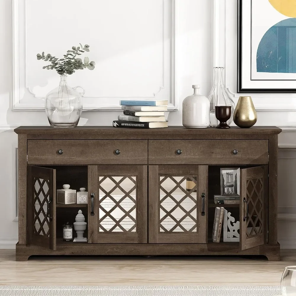 Millicent 4-door buffet cabinet with lockers, lockers with drawers, large sideboard in kitchen, dining room, living room