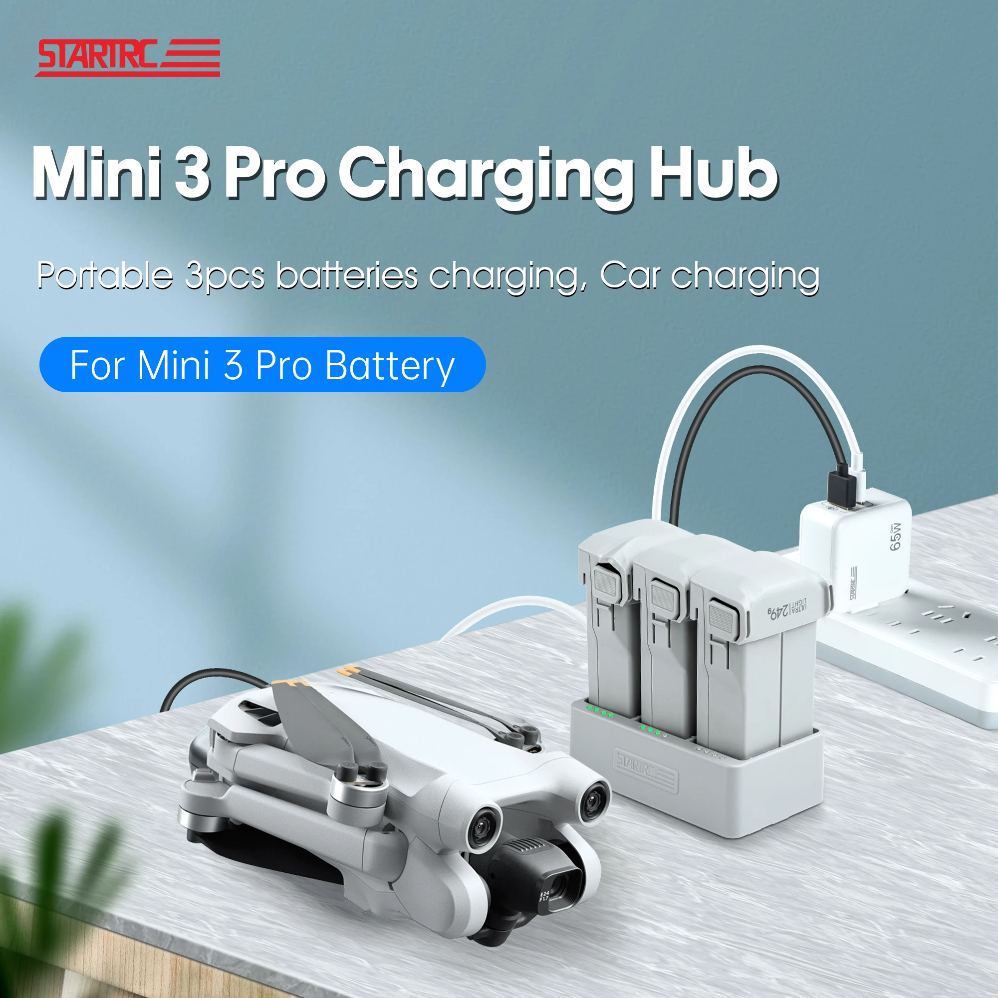 

Зарядный концентратор для Mini 3 Pro/MIni 4 Pro/Mini 5 Pro, автомобильное зарядное устройство, аксессуары для быстрой зарядки дрона