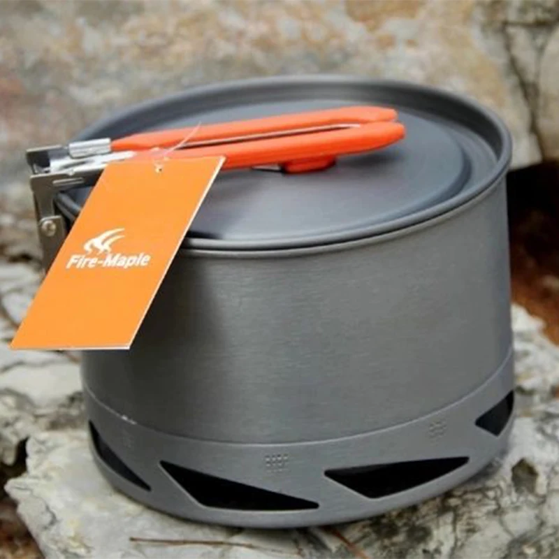 Fire Maple Heat Exchanger Pot 1.5L Folding Handle Portable Outdoor Travel Hiking Camping Picnic Cookware Pot Bowl FMC-K2