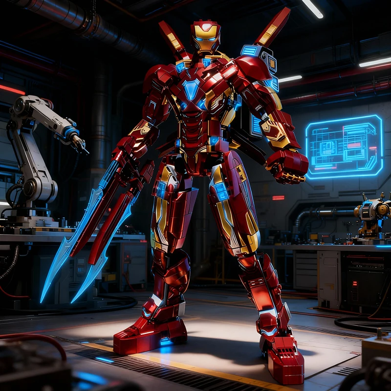 Superheroes Robot Blocks Action Figures Iron Man MK50 War Mecha MOC Building Toys Festival Gifts Adult 1500+pcs Cool Ornament view 2