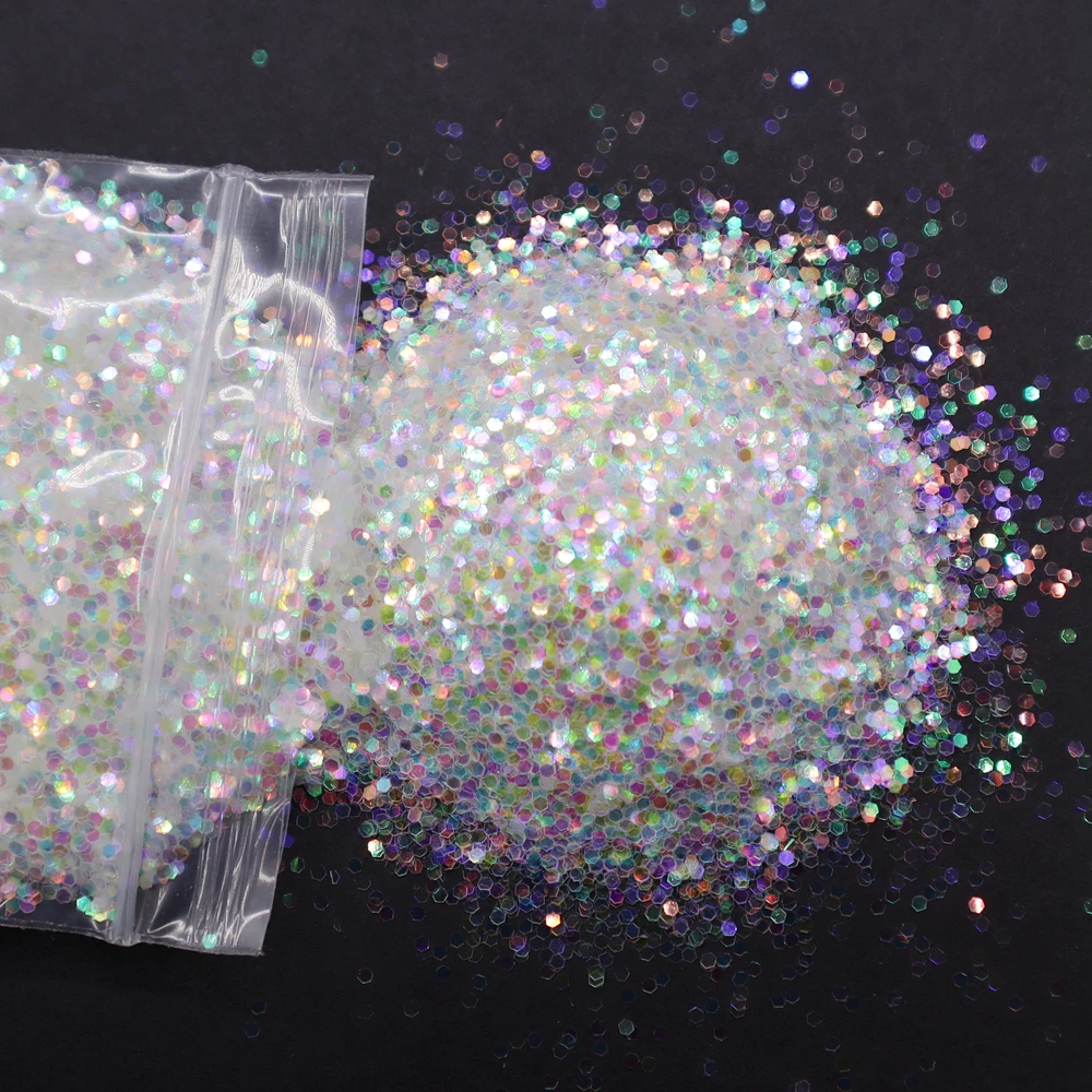 1000g Chameleon Mix Hexagon Iridescent Glitter Gradient Sequins Laser Chunky Sequins Acrylic PET For Jewelry Making Nail Art
