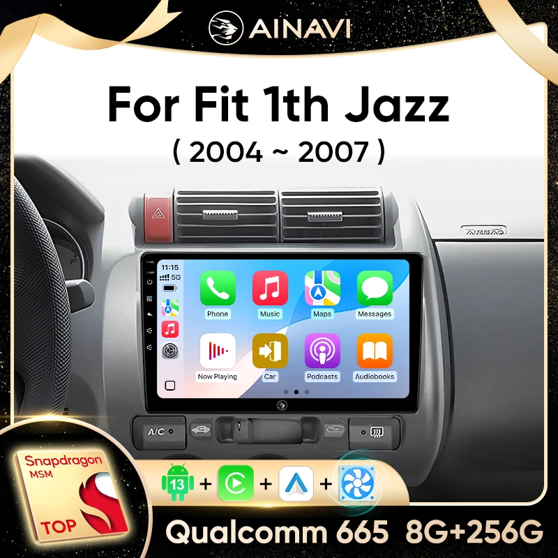 

Автомобильный стерео радио Ainavi для Honda Fit Jazz City 2003 2004 2005 2006 2007, мультимедийный плеер, беспроводной Carplay Android Auto DSP 4G