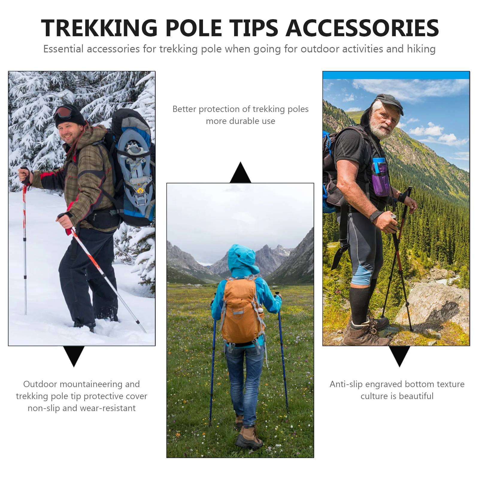 

20pcs Trekking Pole Accessoriesnon-Slip Replacement Tips For Hiking Walking Sticks Mud Snow Terrain Lightweight Durable Plastic