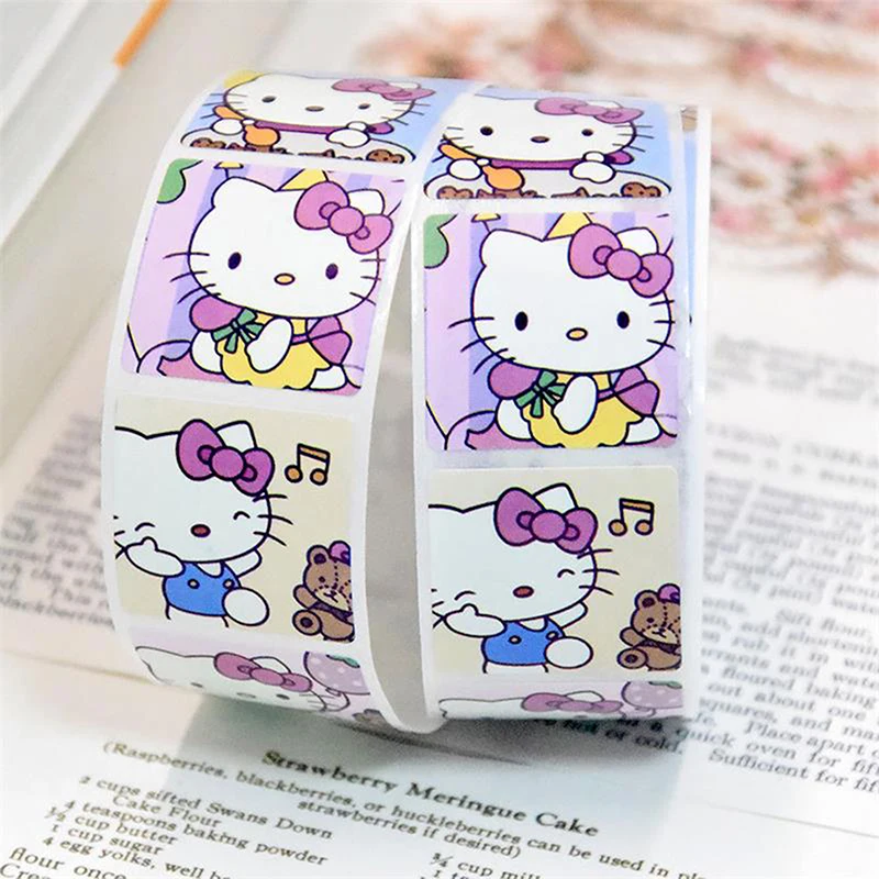 500PCS/Roll Cute Cartoon Hello Kitty Stickers Laptop Phone Diary Notebook Decoration Sticker Sealing Sticker Decal Kids Toy Gift