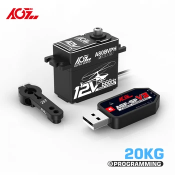 AGFRC A80BVPH Tail 20KG 666Hz 0.039S Fast Speed 12V HV Brushless Programmable Digital Tail Servo For RC 450-700 Class Helicopter