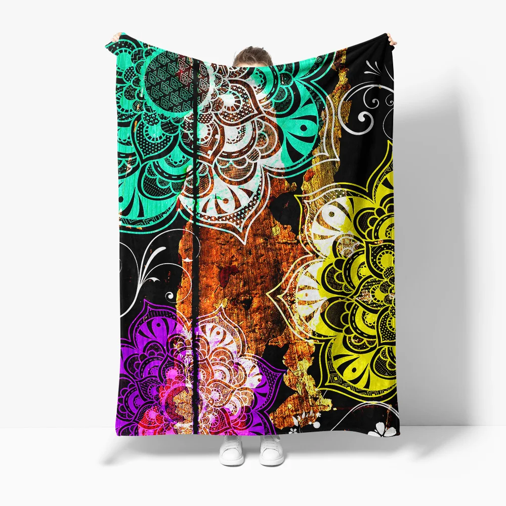 

Богемное психоделическое одеяло с узором мандалы, красочное абстрактное одеяло с цветочным принтом, чехол для дивана, подарок