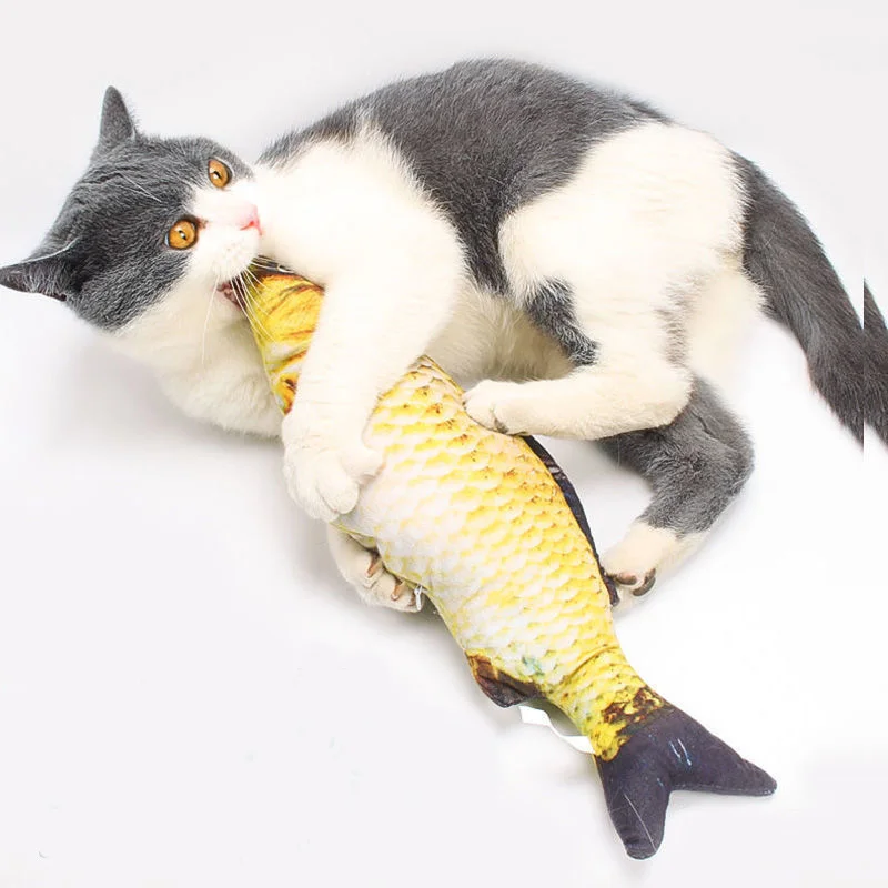 Rascador de juguete de pez para gato, Simulación interactiva, títere de relajación, coño, suministros para mascotas, juego de peluche