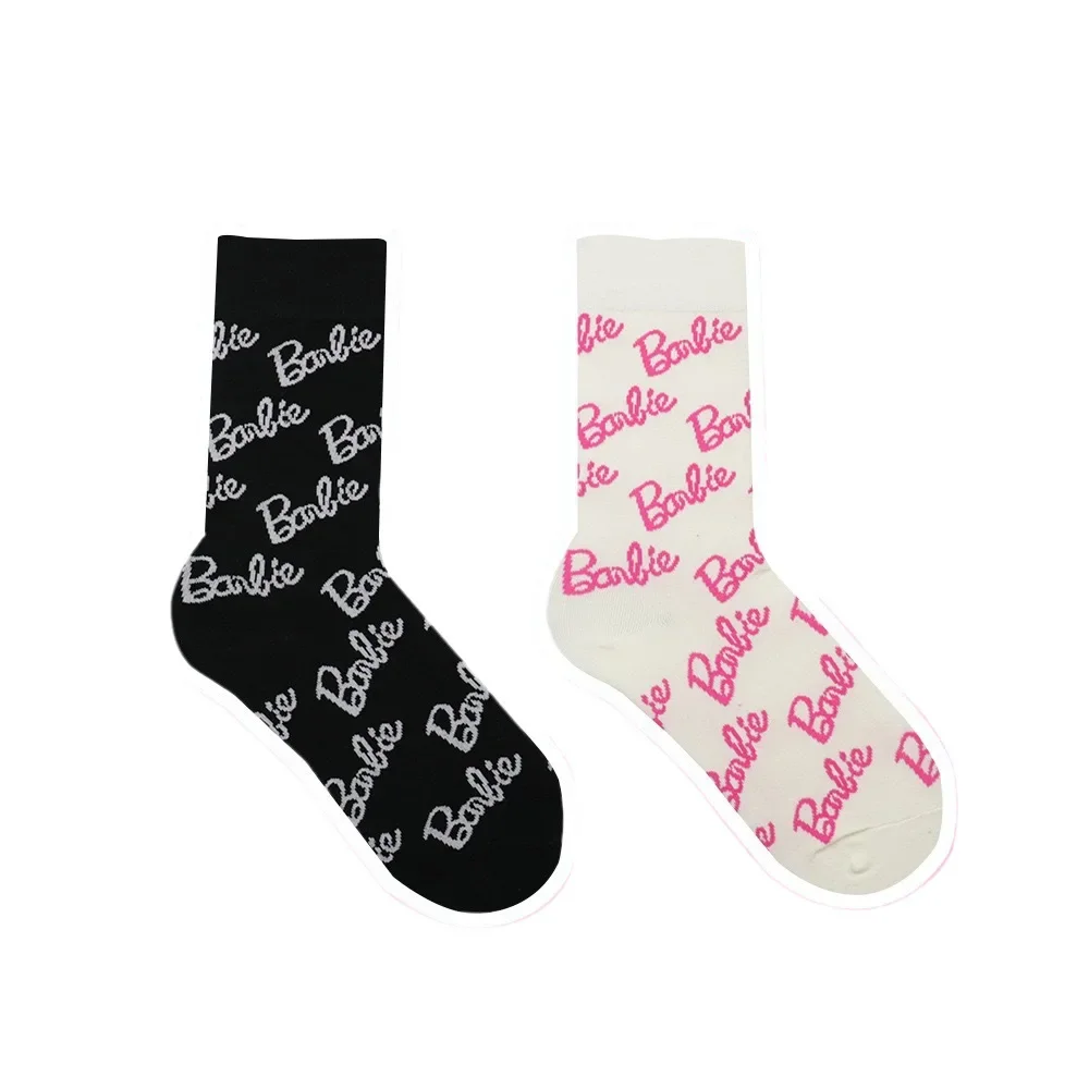 Barbie Letter Ins Trendy Cotton Socks Sweet European Goods Retro Men's and Women's Mid-tube All-match Socks JK Stockings Gifts