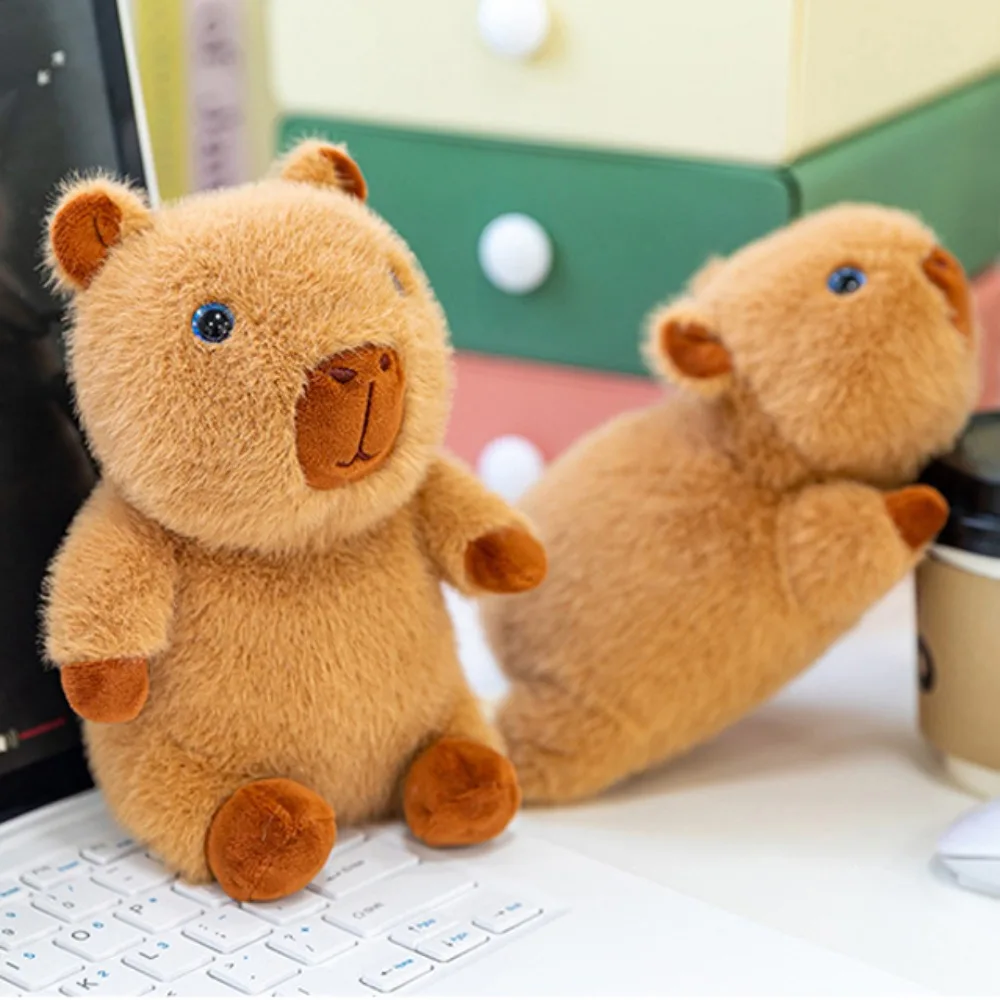 Stuffed Doll Plush Capybara Bag Pendant Funny PP Cotton Plush Capybara Key Ring Ornament Cute Cartoon Animal Keychain Couple
