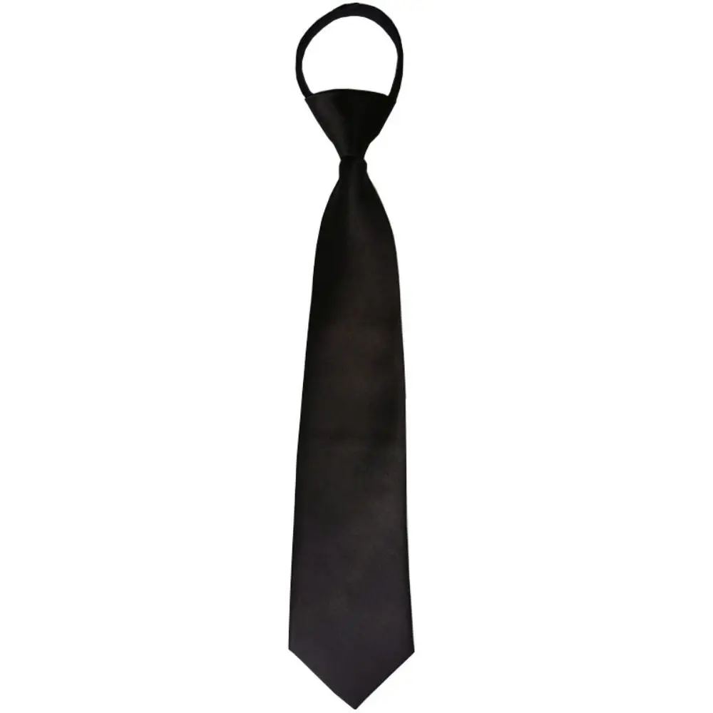 2024 Unisex Uniform Black Tie Simple Matte Suit Zipper Neckties No-tie Clip on Lazy Neck Ties Women