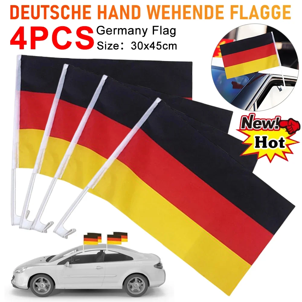 

4pc German Flag Hand Waving Flags With Plastic Flagpoles 30x45cm De Deu German Deutschland Hand Waving Flags Car Flag Home Decor