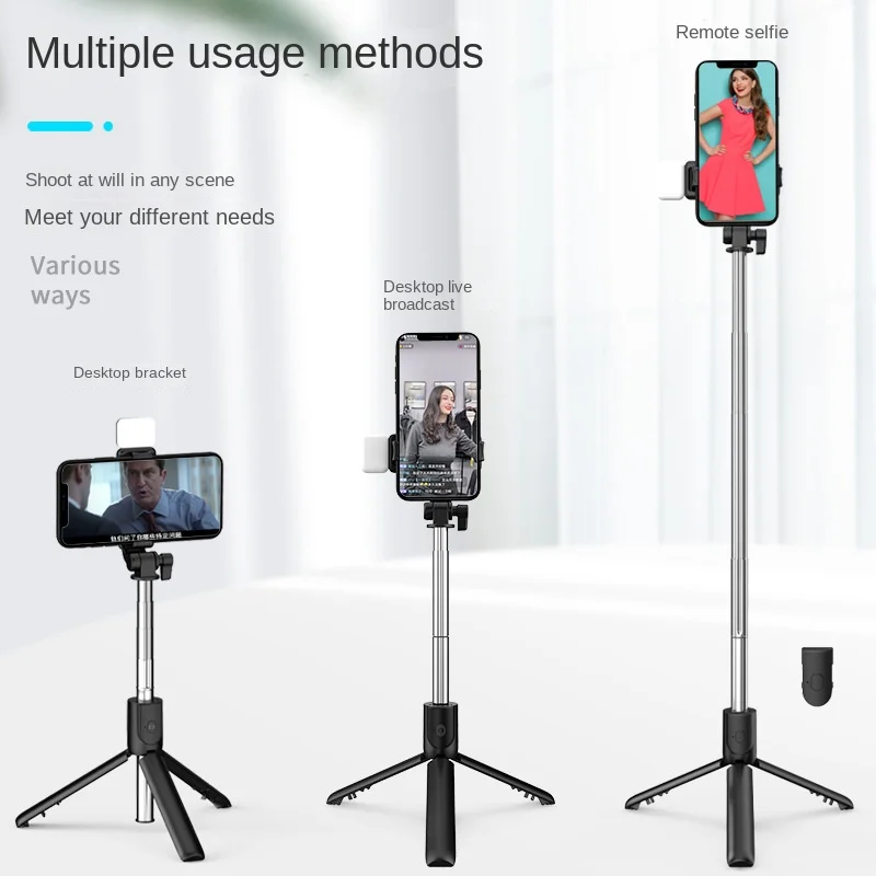 Treppiede per Selfie Stick 4 In 1 con telecomando Wireless Mini bastone per Selfie estensibile supporto per telefono con rotazione a 360 ° supporto per cellulare