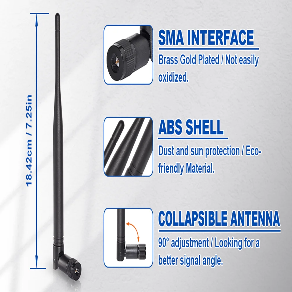 Superbat 3dbi 690-960MHz/1710-2620MHz 4G LTE OmniDirectional Antenna Tilt-Swivel with SMA Male Straight Connector