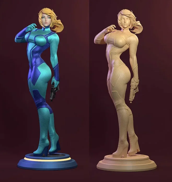 1/24 75mm  1/18 100mm Resin Model Kits Metroid Prime Girl Figurine Unpainted No Color Painted  1136