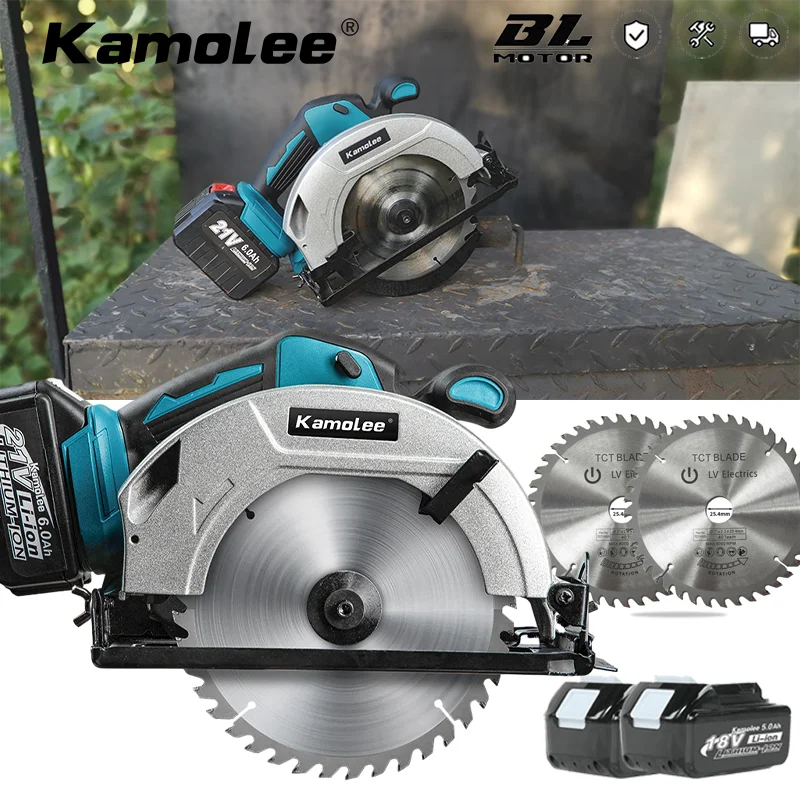 

Kamolee 7Inch Brushless Electric Circular Saw Cordless Circular Saw Woodworking Power Tools For Makita 18V Battery