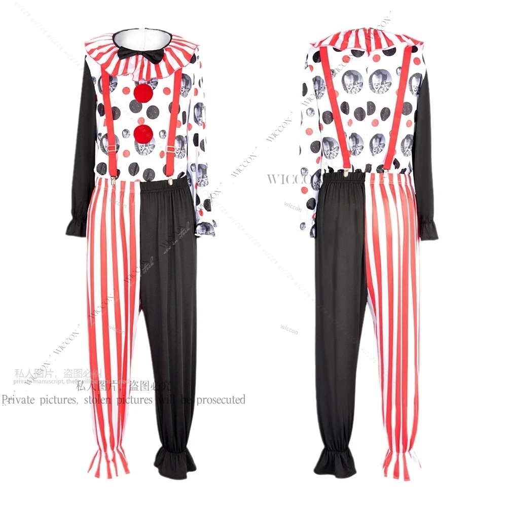 Vestido de disfraz de payaso Joker para hombres y mujeres, conjunto de trajes de payaso sin peluca y máscara, Tops, pantalones, sombrero, Navidad, niño, niña, fiesta