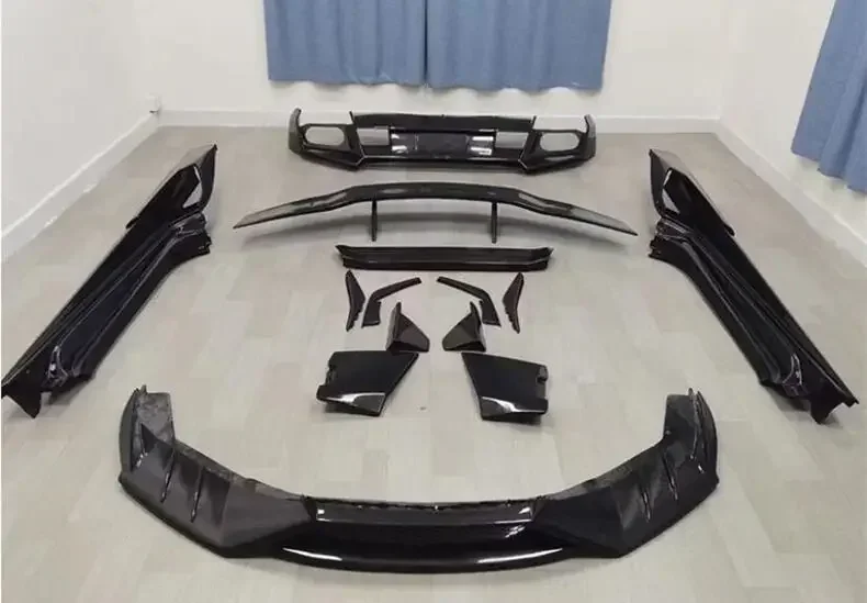 لامبورغيني هوراكان LP580 LP610 ألياف الكربون الحقيقية سيارة المصد الأمامي الشفاه الخلفي الناشر جذع المفسد الجانب التنانير طقم الجسم