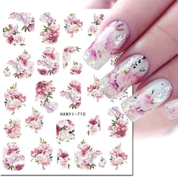 3d Nails Art Decals Spring Fruits Pink Full Tips Peony Magnolia Flowers Adhesive Sliders Stickers Decoration For Nails Manicure