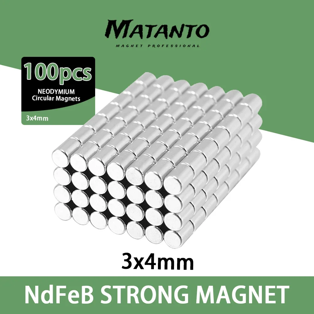 

50-2000pcs 3x4mm NdFeB Magnet Diameter 3mm x 4mm Bulk Small Round Magnetic N35 3x4 mm Neodymium Disc Magnets 3*4 mm