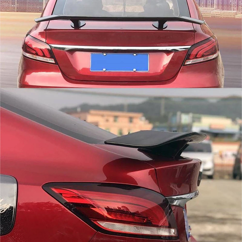 Car Spoiler Universal No Drilling Large Fixed Wing With Light Carbon Fiber Pattern Car Bumper Tail Wing Cars Accessories