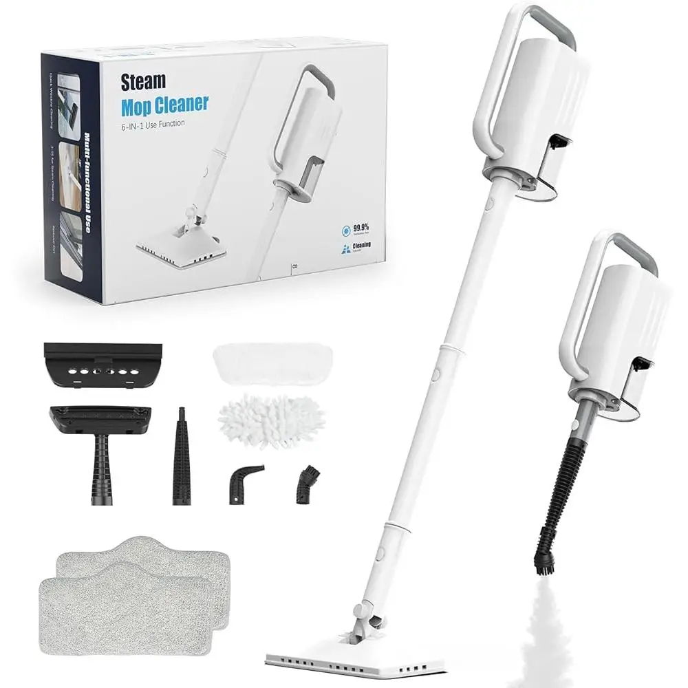 1200W Steam Mop 6 in 1 เครื่องฉีดน้ําแรงดันสูง 2 โหมด 400ML ถังแบบถอดได้ 23FT สายไฟปรับความสูงแผ่นที่ถอดออกได้