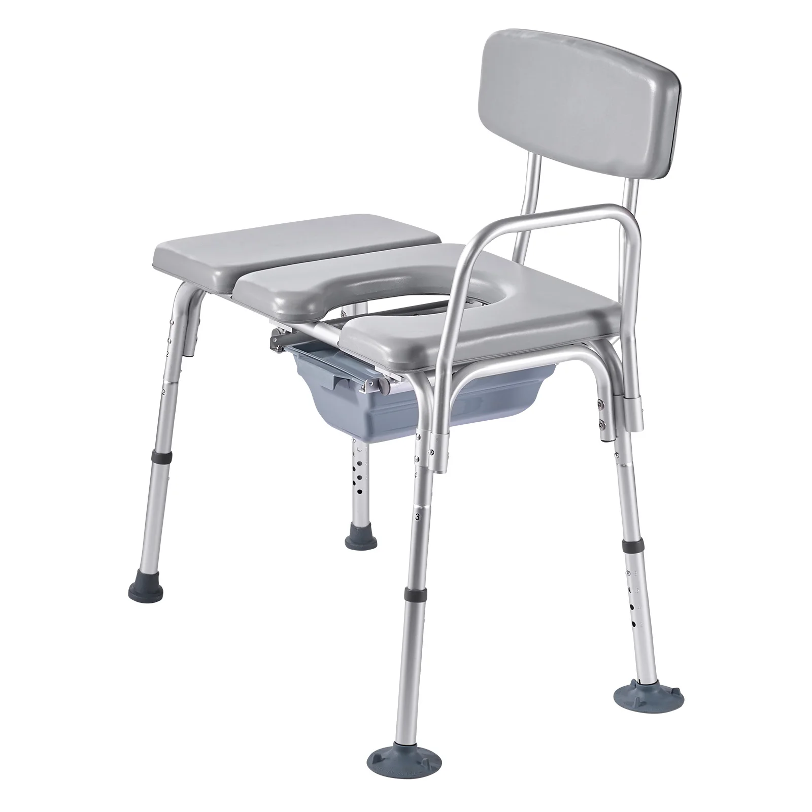 SucceBuy 500 lbs 4-in-1 Bedside Commode Chair with Padded Seat and Backrest Detachable 5L Bucket Adjustable Height for Seniors