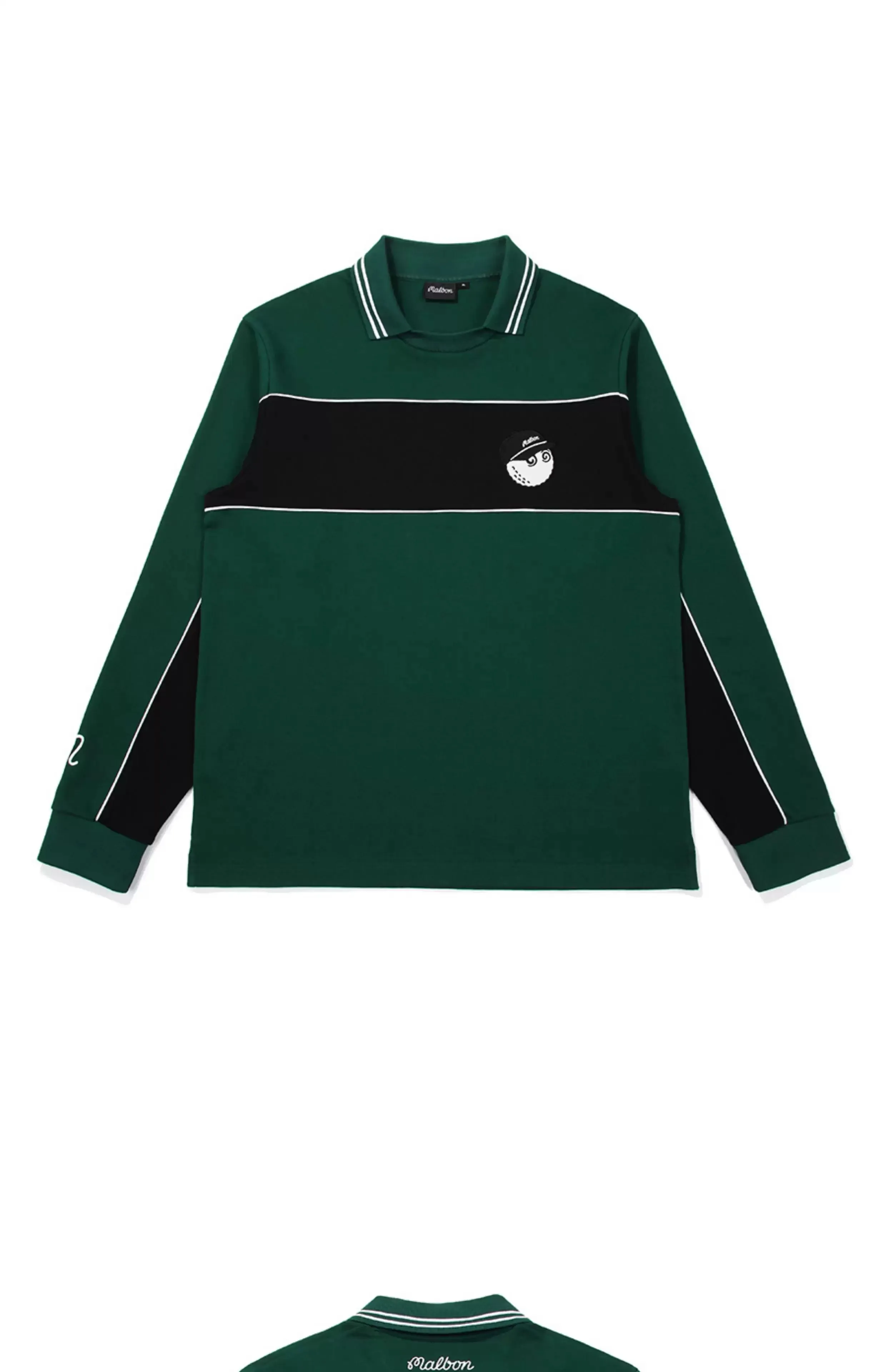 2026 malbon Men's Golf Sweatshirt Korean Fashion Autumn Winter  Block Long Sleeve Lapel Pullover Loose Fit Casual Sports Top