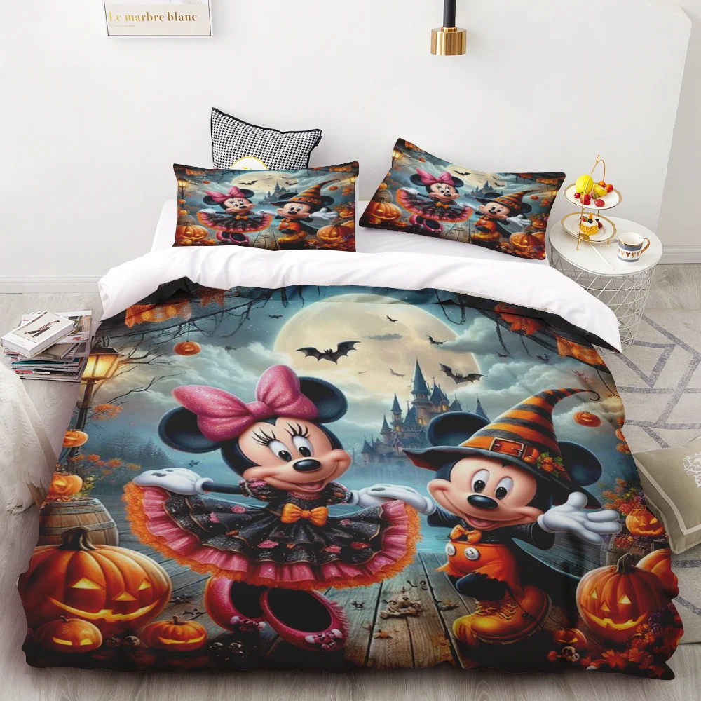 

Halloween Cartoon Mickey Duvet Cover Children Bedding Set for Teens Boy Girls Holiday Gifts Bedroom Decoration Full Size