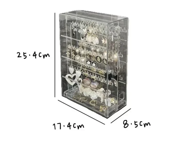 Transparent Jewelry Organizer Box Vertical Pulling Jewelry Box Dustproof Display Stand High-capacity Storage Hanging Accessories