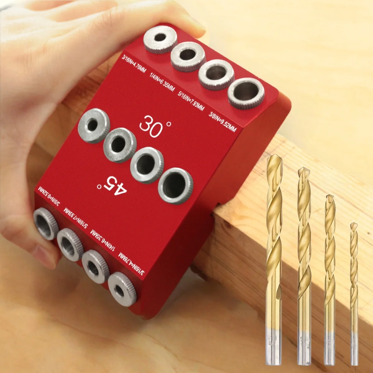 Multi Angle Drilling Locator Kit - 30/45/90 Degree Angle Oblique Pocket Hole Jig DIY Woodworking Tools Inclined Hole Plug Jig