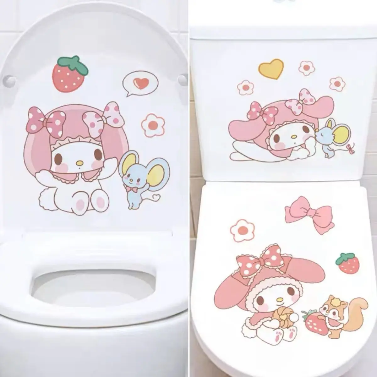 Sanrio Cartoon Pochacco Creative Personalized Toilet Sticker Kawaii My Melody Toilet Waterproof Sticker Wall Decoration Gift