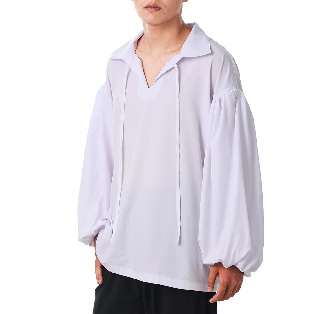 Camisa masculina pirata larp hallween medieval renascentista roupas vintage vampiro príncipe traje