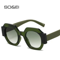 SO & EI Ins Popular moda polígono cuadrado doble Color mujeres gafas de sol Vintage gradiente tonos UV400 hombres Punk gafas de sol