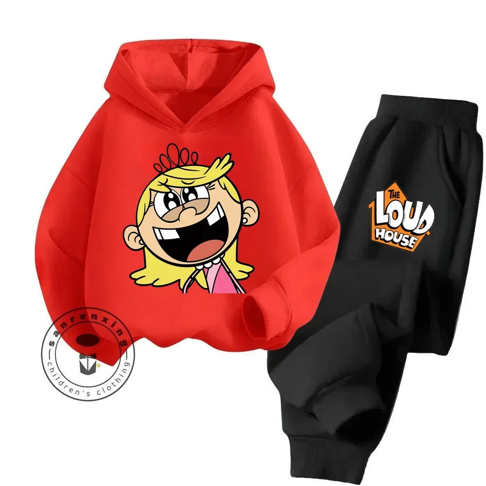 The Loud House Garb Low Maintenance Clothing Wash Friendly Cartoon Patterns Fall Winter Easy Care Pure Cotton Kids Hoodie Set