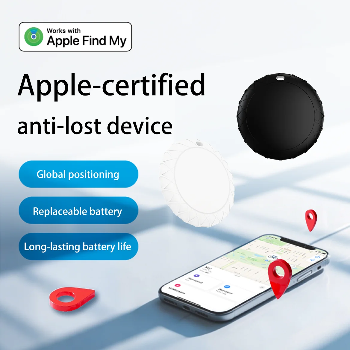 Timethinker Smart Tag เครื่องติดตาม GPS บลูทูธ ใช้งานร่วมกับแอป Apple Find My ป้องกันการสูญหาย ค้นหาสัตว์เลี้ยง กระเป๋า กุญแจ ใช้ได้กับ IOS