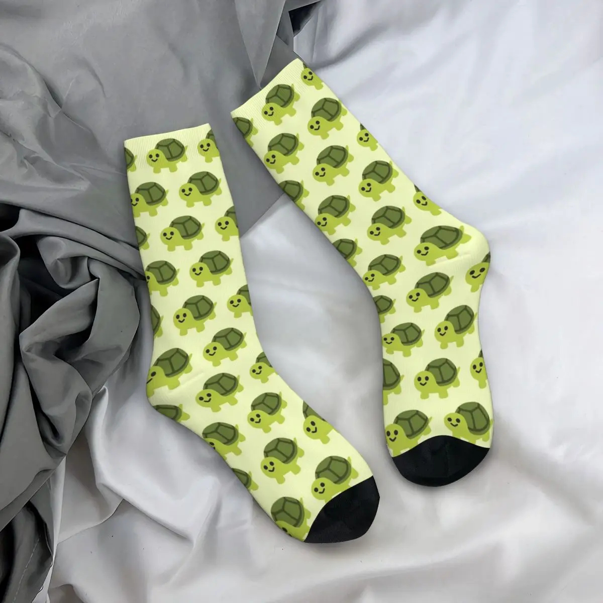 All Seasons Crew Stockings Cartoon Green Sea Turtle Socks Funny Long Socks for Men Women Valentine's Day Gifts