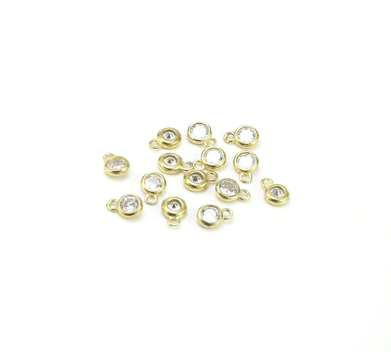 Lot de 10 breloques rondes en diamant CZ, 5mm, pour bijoux exécutifs, boucle d'oreille, bracelet, pendentif, R2799