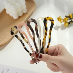 French Twist Hair Clip Vintage Celluloid Acetate Large Wavy U-Shaped Hairpin Tortoise for Shell Updo Chignon Pin Bun