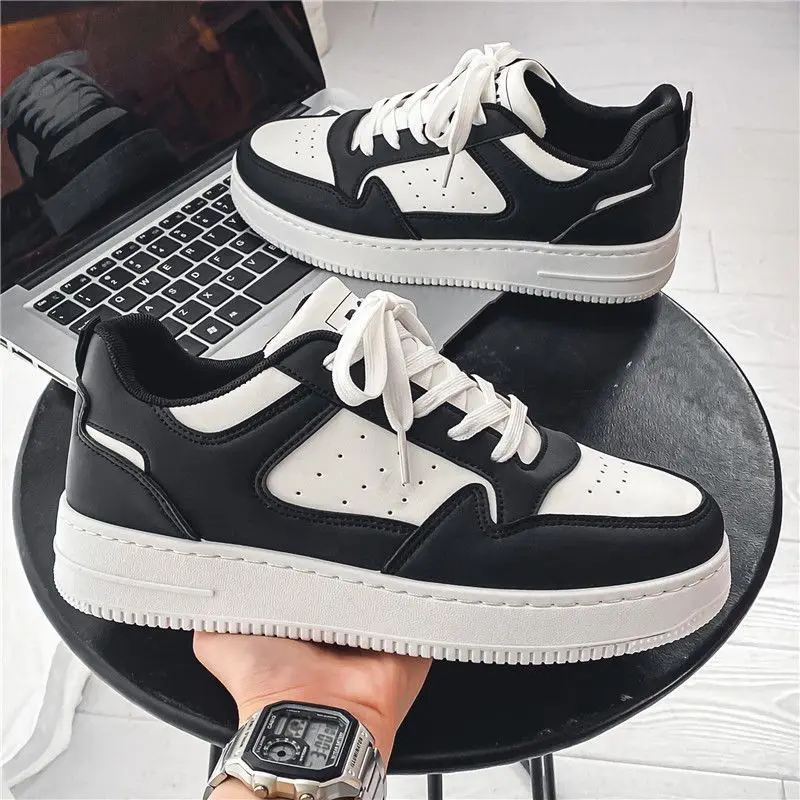 Chaussures pour hommes mode blanc baskets pour hommes à lacets Skateboard conseil chaussure semelle épaisse polyvalent vulcanisé chaussures Zapatillas Hombre