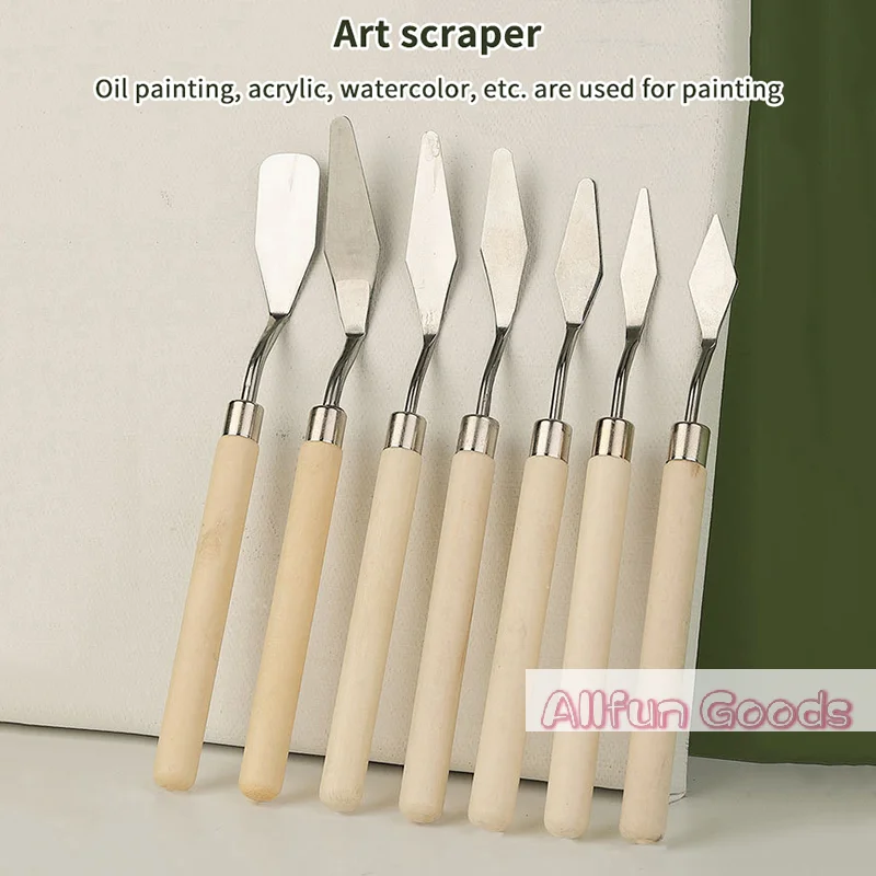 7Pcs/Set Stainless Steel Oil Painting Knives Artist Crafts Spatula Palette Knife Oil Painting Mixing Knife Scraper Art Tools