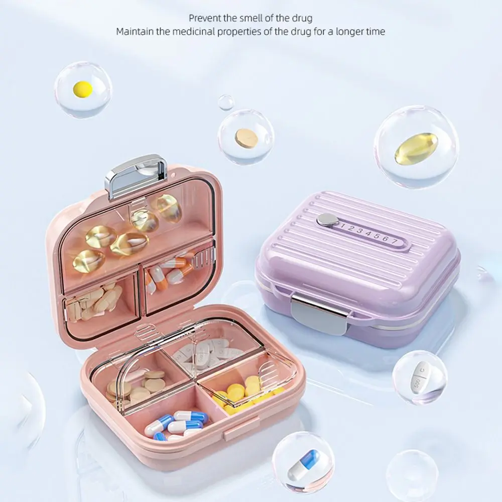 Portable Travel Pill Organizer 7 Compartments Airtight Weekly Pill Box Small&Large Size with Lids Pill Dispenser Fish Oils