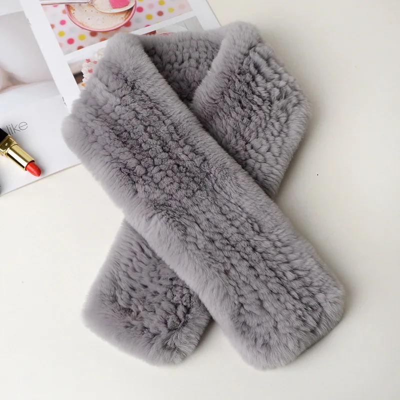 New Fashion Women Real Rex Rabbit Fur Scarf Warm Good Elastic Real Natural Rex Rabbit Fur Headbands Solid Color