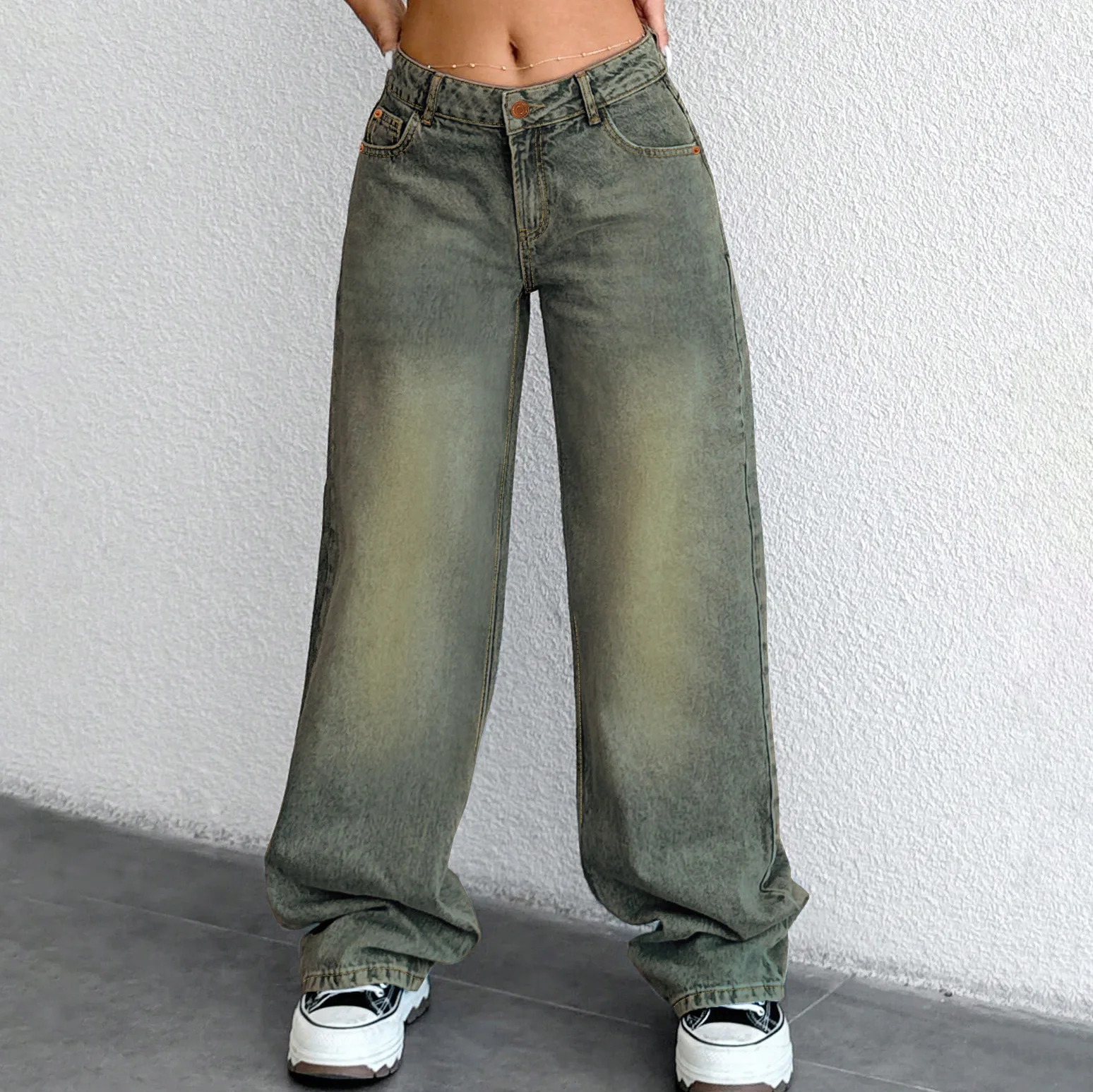 

Женские джинсы в американском стиле, прямые брюки, потертые, универсальные, повседневные брюки