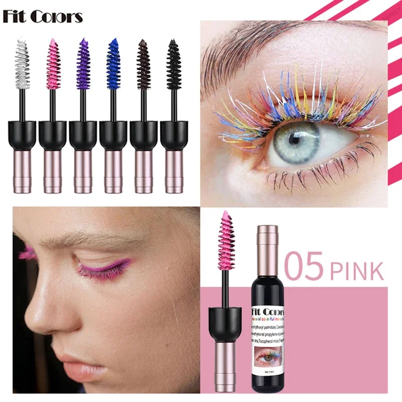 4D Colorful Mascara Waterproof Eyelash Extension Glitter Fast Dry Long-lasting Curling Purple Blue Pink Party Makeup Cosmetic