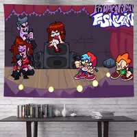 Friday Night Funkin Game Anime Tapestry Hanging Tarot Hippie Wall Rugs Dorm Home Decor