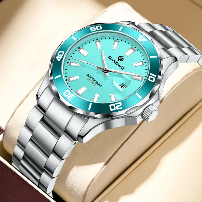 BANGWEI Top-Marke Luxus-Herrenuhr Einfache Business-Klassiker Casual Sport Wasserdichte Leuchtende Quarz-Armbanduhr für Männer Geschenkbox