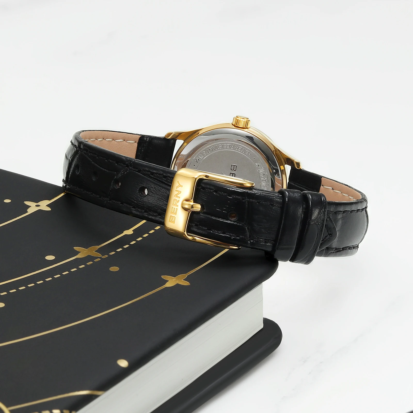 BERNY Gold Watch for Women Luxury Ladies Fashion Quartz Wristwatch Elegant Gradient Dial Multiple Scenarios Matching Lady Watch