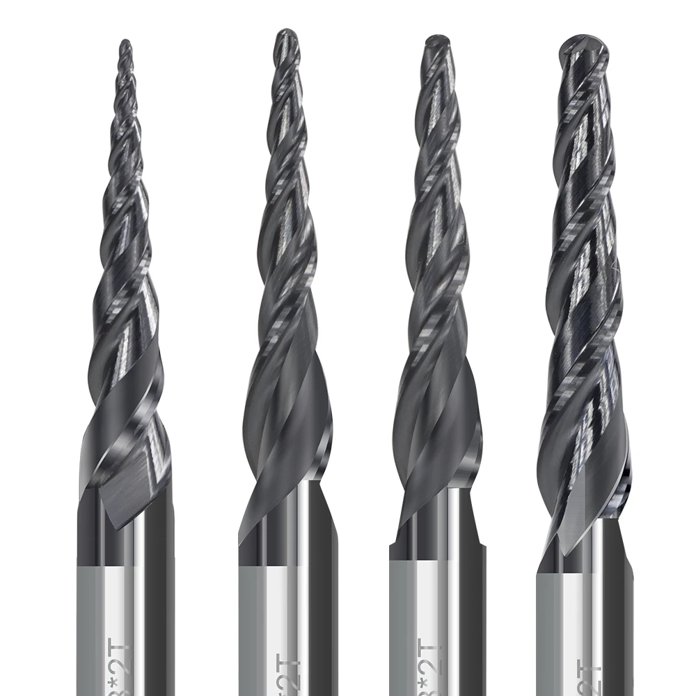 Imagem -06 - Xcan-fresa de Madeira Nariz de Bola Moinho de Fim Cônico Carboneto Sólido Cnc Router Bit 3d Carving Bit Madeira Metal Milling Tool Flauta Hrc55